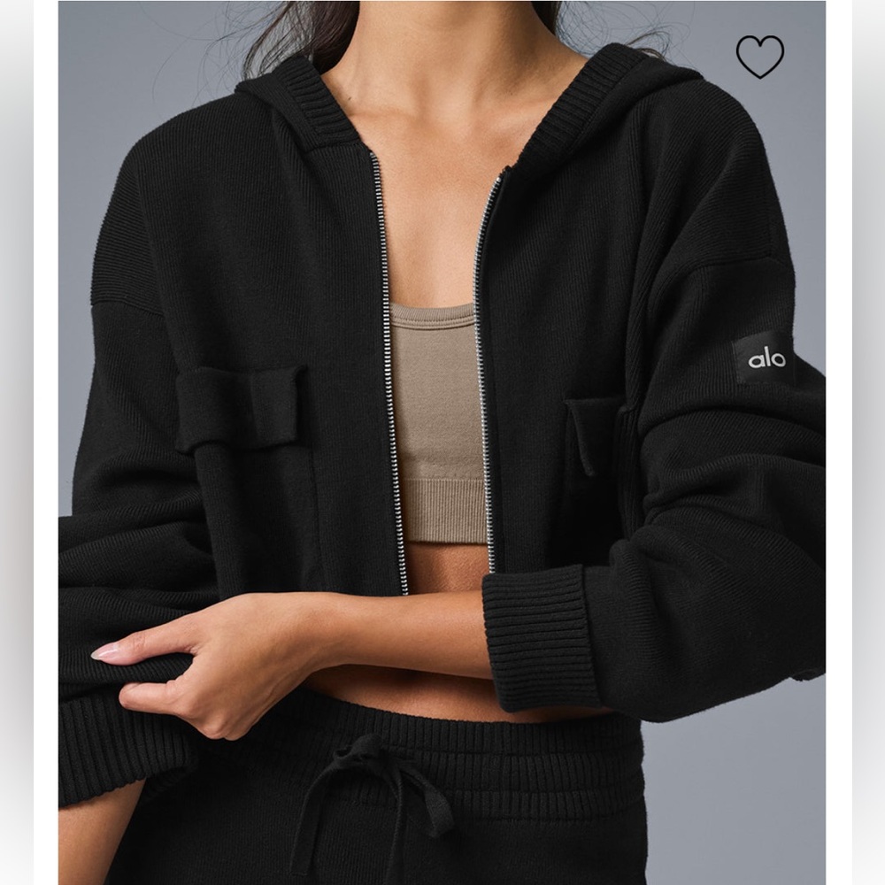 ALO Yoga Black Zip-Up Sweater